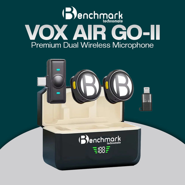 Benchmark VOX Air Go-II Premium Dual Wireless Microphone | Wireless Mic for Teachers