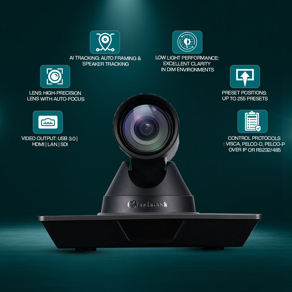 Camera for Teachers | 4K PTZ Camera for Classroom | Online Teaching Camera | Benchmark 4K PTZ Camera