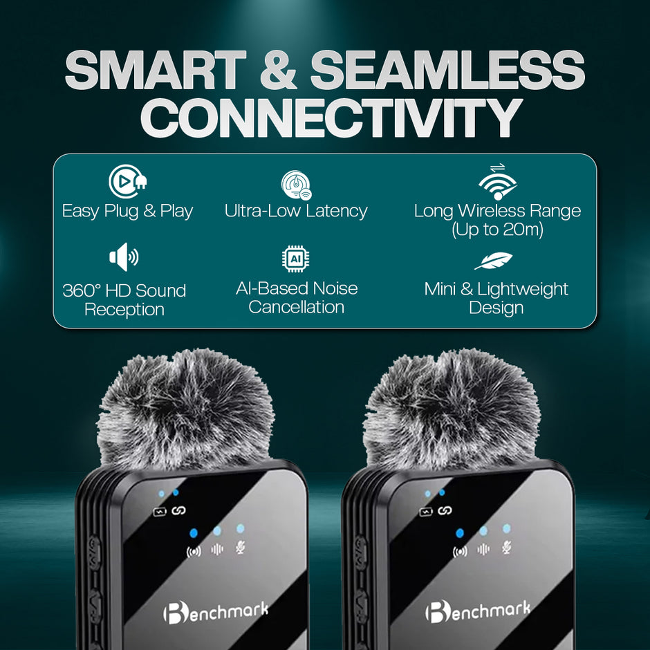 Benchmark B2-Pro Wireless Lavalier Microphone | Best Wireless Microphone