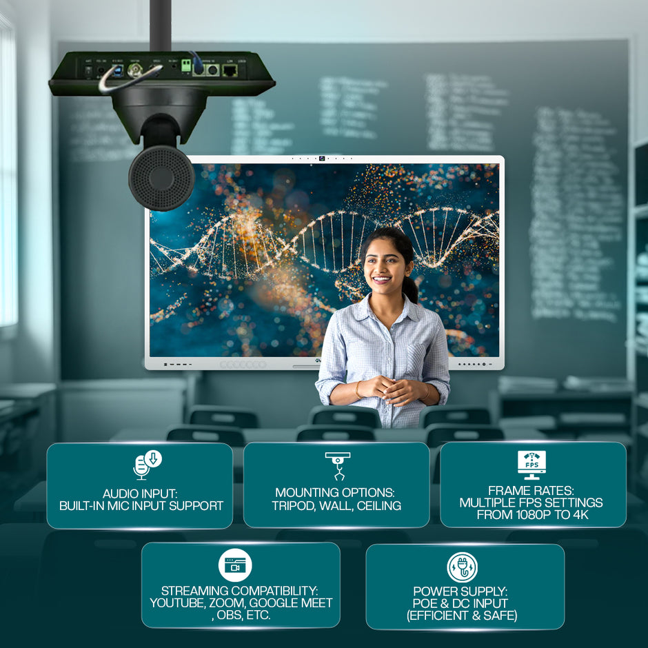 Camera for Teachers | 4K PTZ Camera for Classroom | Online Teaching Camera | Benchmark 4K PTZ Camera