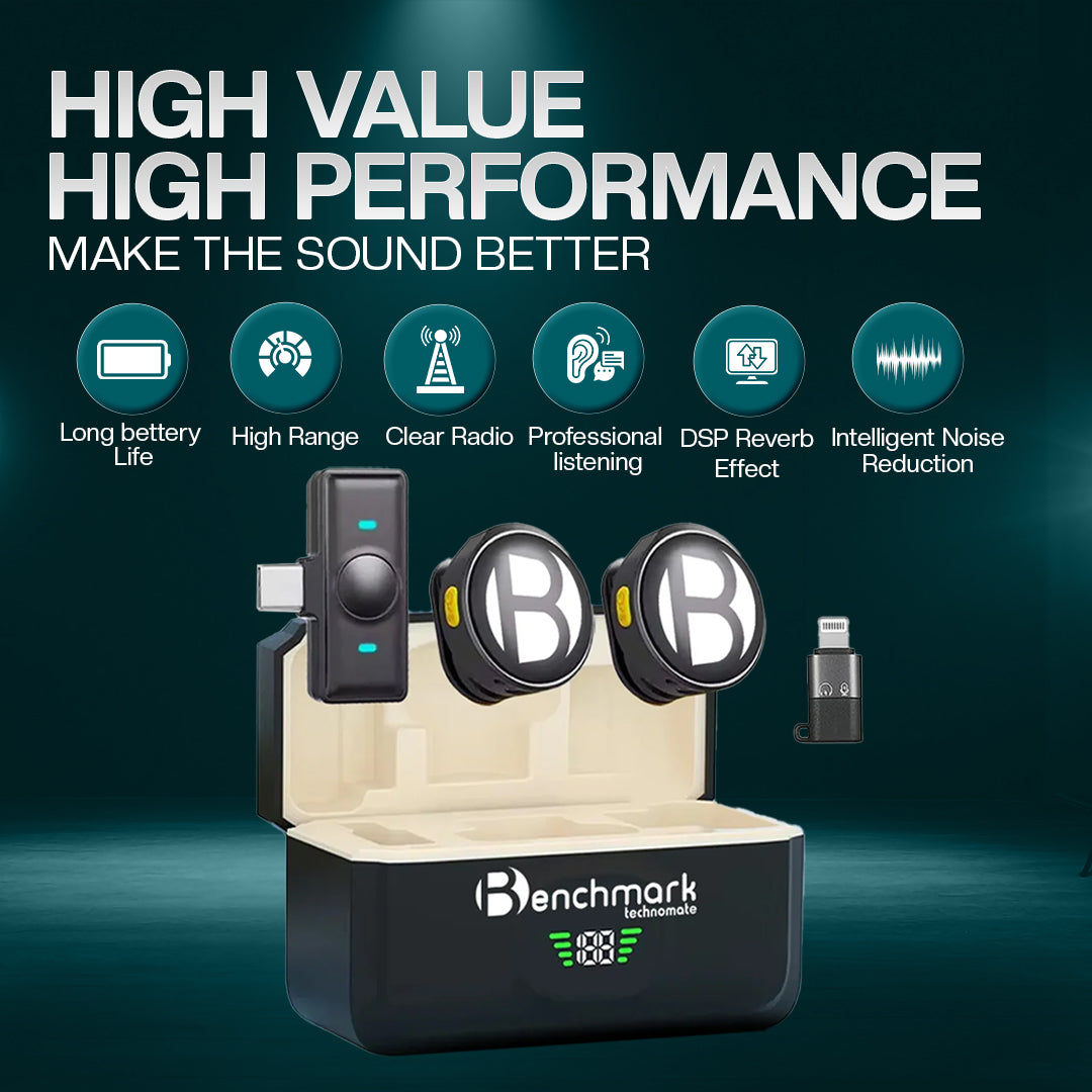 Benchmark VOX Air Go-II Premium Dual Wireless Microphone | Wireless Mic for Teachers