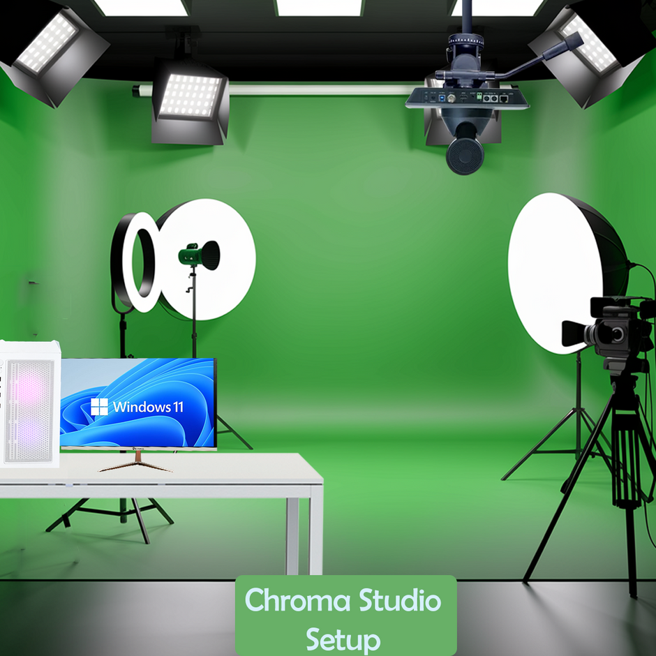 Green Chroma Studio Setup: Professional Video Production and Virtual Background Solution